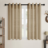 Tan Burlap Linen Curtains 54 Inch Length 2 Panels for Bedroom Dining Room Kitchen Grommet Flax Beige Linen Drapes Semi Sheer Boho Farmhouse Neutral Window Curtains 54 Inches Long for Living Room - Like New
